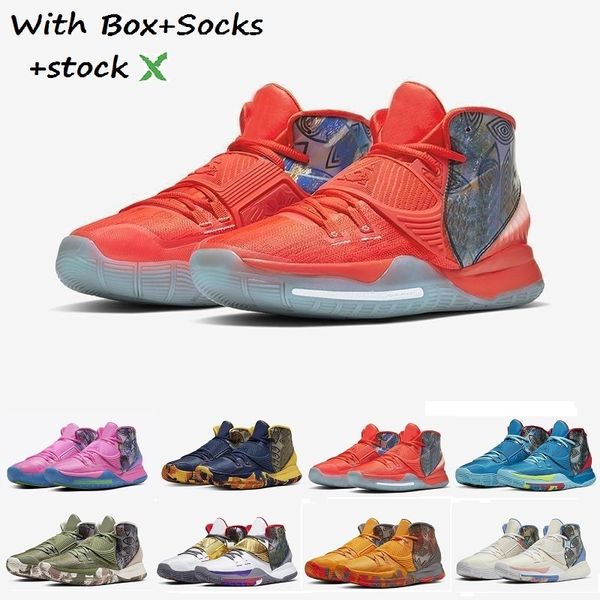 

stock x kyrie 6 all star basketball shoes irving 6s men zoom sport triple yellow white black grey designer sneakers high ankle size 7-12