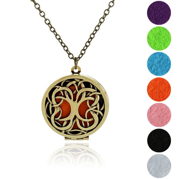 

3 styles charm tree of life necklace essential oil diffuser locket pendant necklaces women fashion jewelry 19.69" adjustable chain, Silver