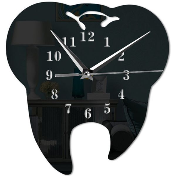 

creative teeth acrylic mirror wall clock home decoration wall clock