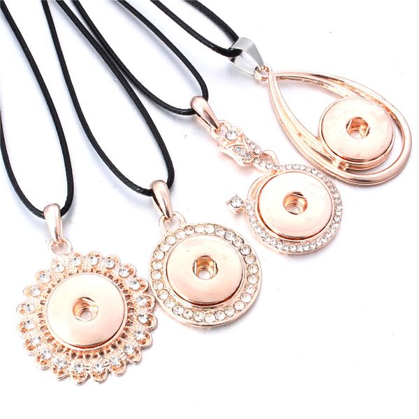 

fashion women lady necklace choker rose gold flower snap pendant button necklace fit 18mm snaps jewelry, Silver