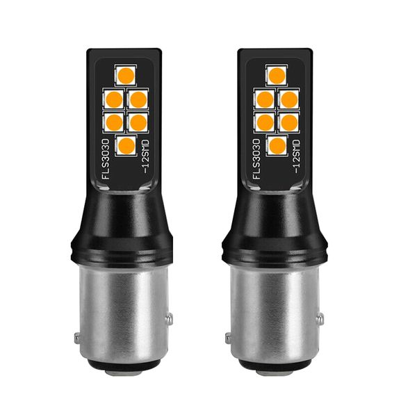 

2pcs amber/yellow 1157 bay15d led p21/5w 12smd 3030 bulbs car turn signal light