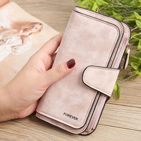 

women pu leather solid clutch wallet card holder phone bag lady long wallet, Red;black