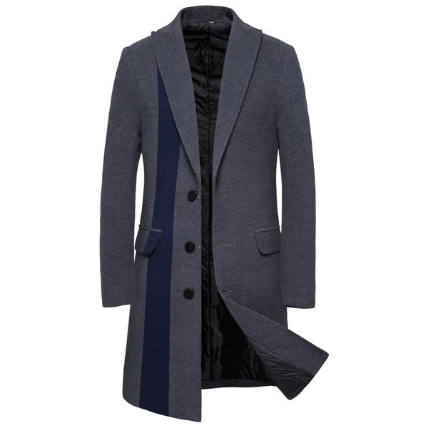 

autumn winter jackets and coats men business casual korean warm men wool jackets long slim fashion coats clothes abrigo, Black