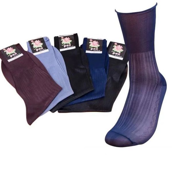 

10pairs высокое качество мужчины отвесных silk черные носки прозрачный сексуальный мужчины фрак формальные носки нейлон, Black