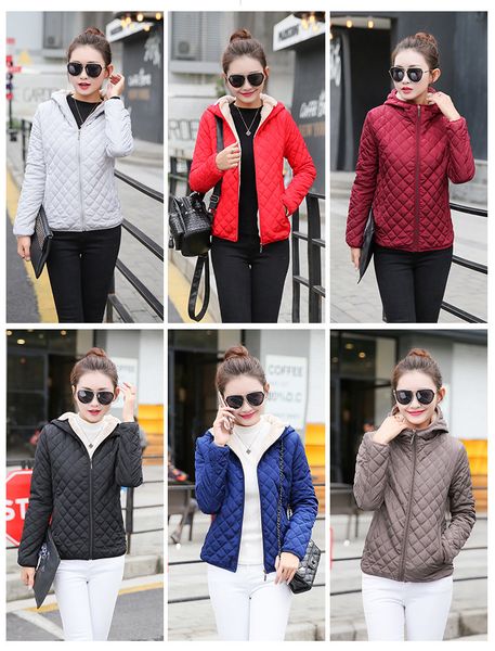 

2019 designer fashion winter basic jackets women thick fleece velvet lamb hooded coats cotton jacket womens outwear coat wholesale, Black;brown