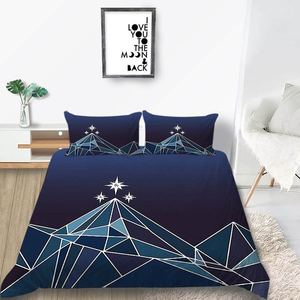 Diamond Bedding Set Luxury Mountain Fashionable Dark Blue 3d Duvet Bedding Set Luxury Mountain Fashionable