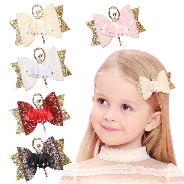 

hairpins for cute girls princess glitter hair bows clips ballet girl handmade hairpin cute kids bow princess headdress, Slivery;white