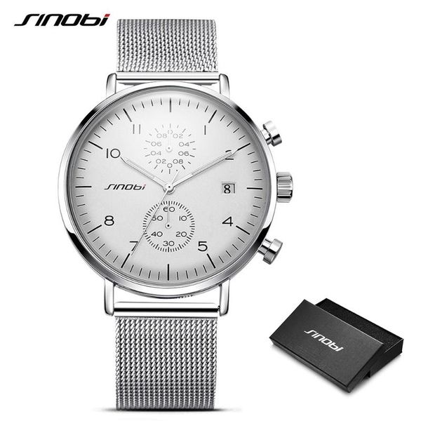 

sinobi new ultra-thin chronograph watches men's watch man quartz wrist watches geneva male clock relogio masculino, Slivery;brown