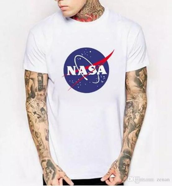 

wishcart nasa logo print t-shirt mens new summer short sleeve cotton men t shirt brand designer casual fitness clothing tees, White;black