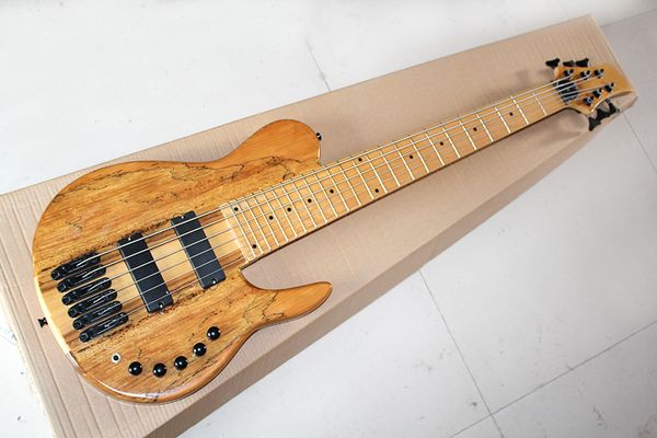 Fabrika Özel 6-string ASH Boyun-Thru-Vücut Elektrik Bas Gitar Harita Tahıl Kaplama ile, Akçaağaç klavye, Siyah Donanım, Teklif Özelleştirilmiş