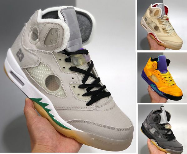 

cream 5 5s metallic sail white mens basketball shoes black muslin fire red men sport sneakers trainers 40-47