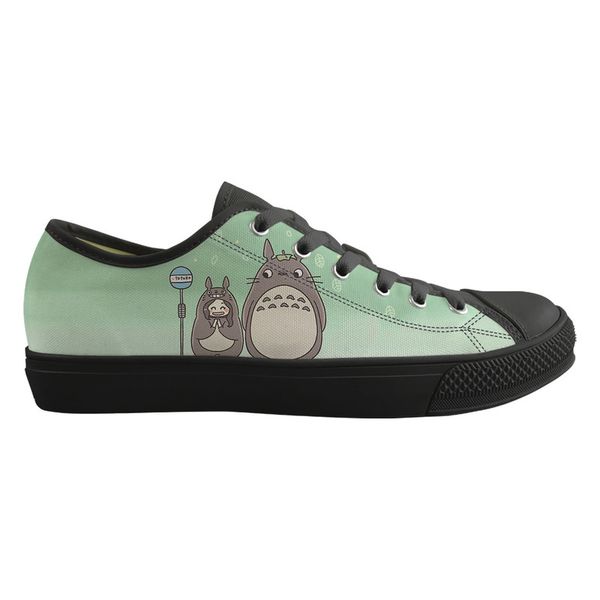 

women canvas sneakers lovers comfortable shoes totoro printing vulcanize flats shoes ladies sneekers casual zapatillas mujer, Black