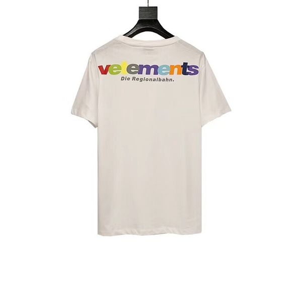 

new brand fashion luxury designer men's t-shirt fashion leisure rainbow bordado vetements vm mulheres dos homens qualidade vetements, White;black