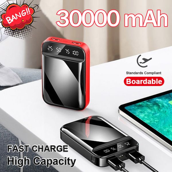 

30000mah mini lcd digital display power bank for smartpone pover bank charger portable dual usb ports external battery poverba