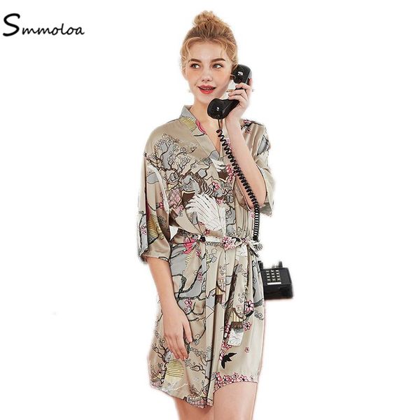 

smmoloa women silk satin robe lace lingerie night wear bathrobe spring summer, Black;red