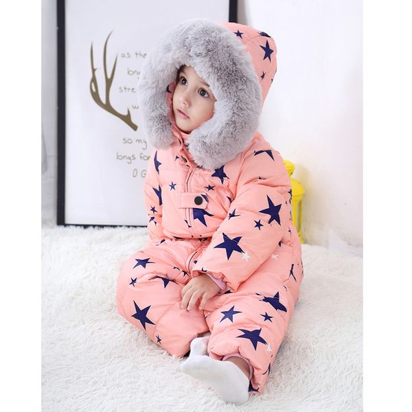 

baby girl clothes overalls for children down jacket for girls boys ski suit toddler baby romper winter hooded jumpsuit -30, Blue