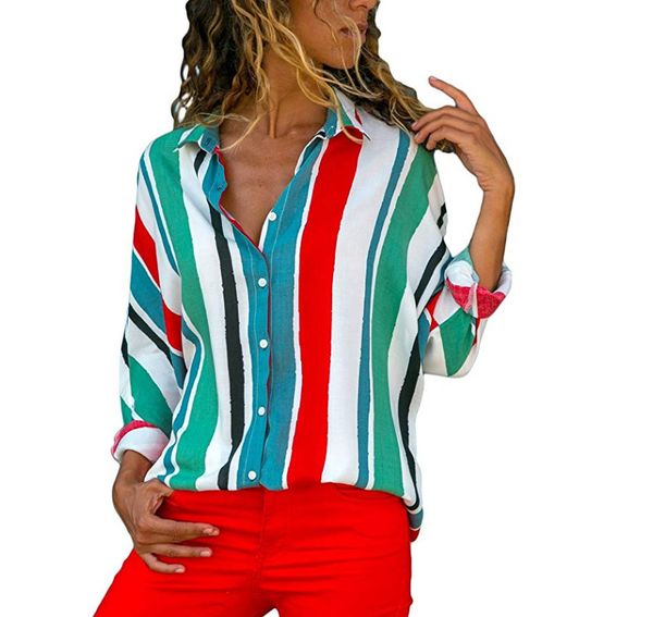 

ladies designer blouse women autumn striped blouse long sleeve womens and blouses big plus size office blusa longa women blouse, White