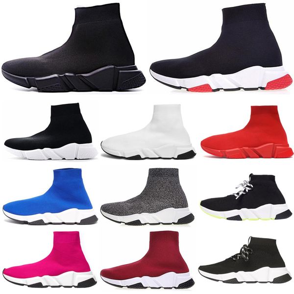 

new designer sock shoes women men speed trainer lace-up triple black white red volt flat boots luxury mens sports casual sneakers 36-45