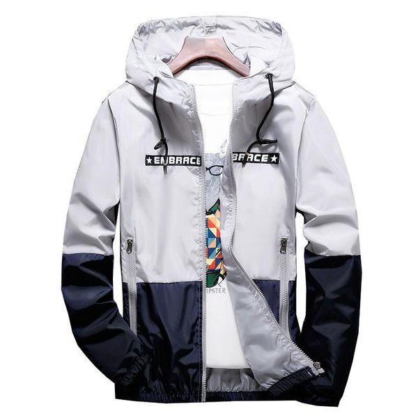 

5 colors mens windbreaker light hooded slim fit jackets letter printed jakcets large size windrunner s-4xl high quality, Black;brown