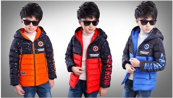

пуховик мальчики хлопка 2019 зима новый средний и большие дети хлопка пальто модных очки ватник, Blue;gray