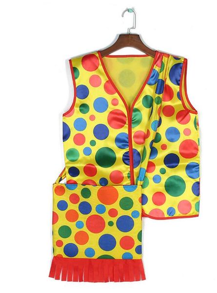 

halloween makeup fancy dress costumes colorful dot clown vest backpack mardi gras carnival cosplay performance wear clothes bags, Black;red