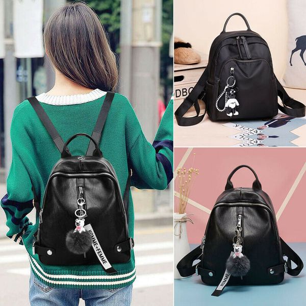 

women anti-theft backpack portable fluffy ball leather backpacks for teenage girls school bookbag fashion shoulder bag bagpack