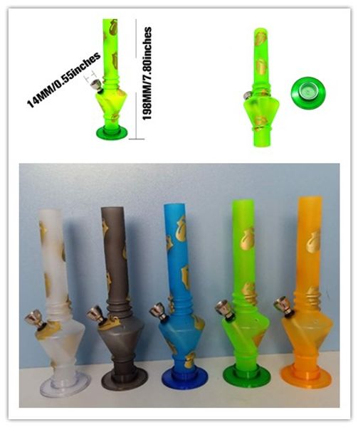 Mini Nargile Nargile Akrilik Bong Su Borusu 19.8 CM Yükseklik Plastik Sigara Su Boruları Kauçuk Şişe Nargile Yağ Kuleleri Borular