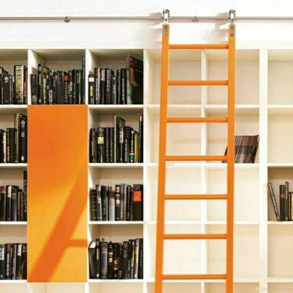 6-16FT Edelstahl-Schiebeschiene für modernes Wohnen, Hardware-Set für Zimmer, Büro, Küche, Bibliothek (keine Leiter)