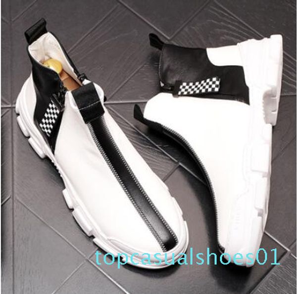 

fashion new style men designer mixed colors casual flats high platform shoes skateboard hip-hop shoes sapato social t01, Black