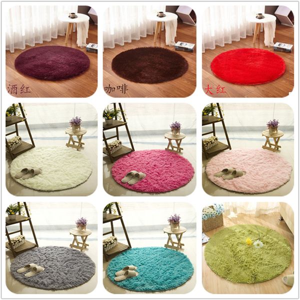 

16 colors round home textile shaggy carpet anti-skid rug shower bedroom mat door floor carpet round faux fur area rugs