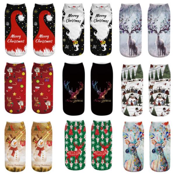 

26 стилей леди женщины девушки рождественские носки зима мультфильм лодыжки хлопок короткие носки, Black;white