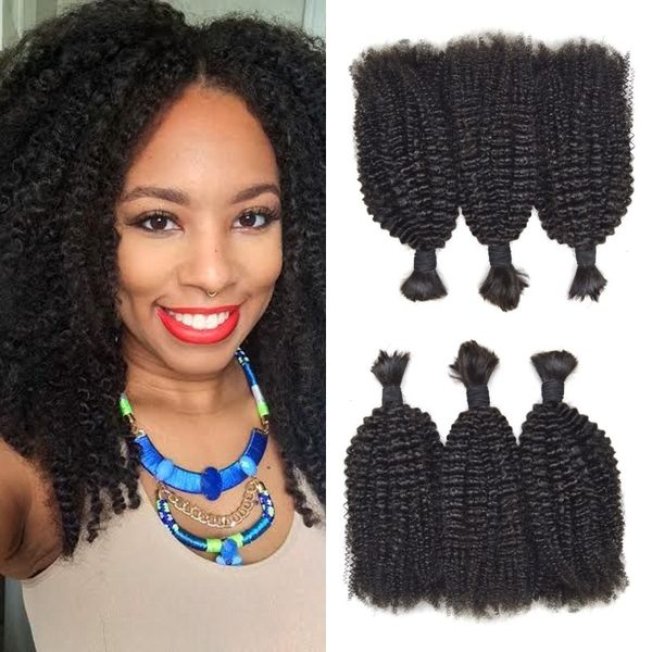 4a 4b Afro Kinky Curly Bulk For Braiding Hair Natural Black No