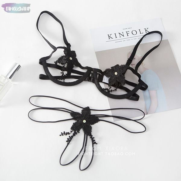 

кубок тонкий прозрачный кружева вышивки цветок бюстгальтер трусы сексуальное нижнее белье женщина промежность наборы lingerie set lenceria e, Red;black