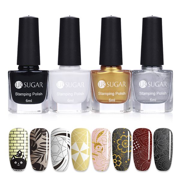 

ur sugar new 4pcs/set nail art stamping polish colorful printing polish manicure print lacquer beauty nail art decoration tools