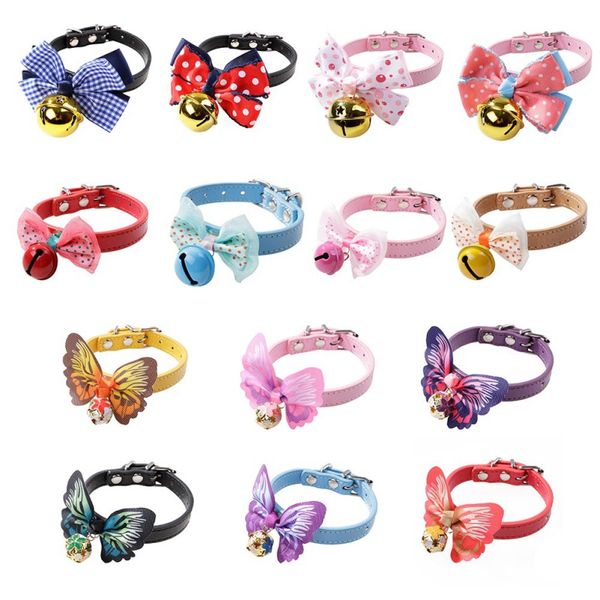 

pet decoration supplies a variety of styles kitten puppy color dotted bow bell ring collar