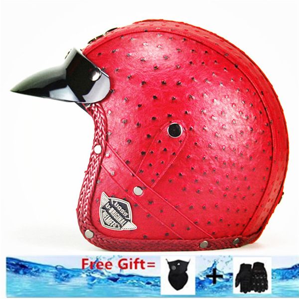 

dot approved motorcycle motorbike moped cruise touring pu leather helmet open face jet - casco brown s to xxl