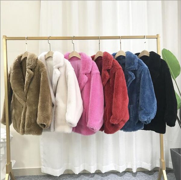 

ins granular velvet large lapel sheep shearing fur coats double face fur short coats cold resistant women warm parkas, Black