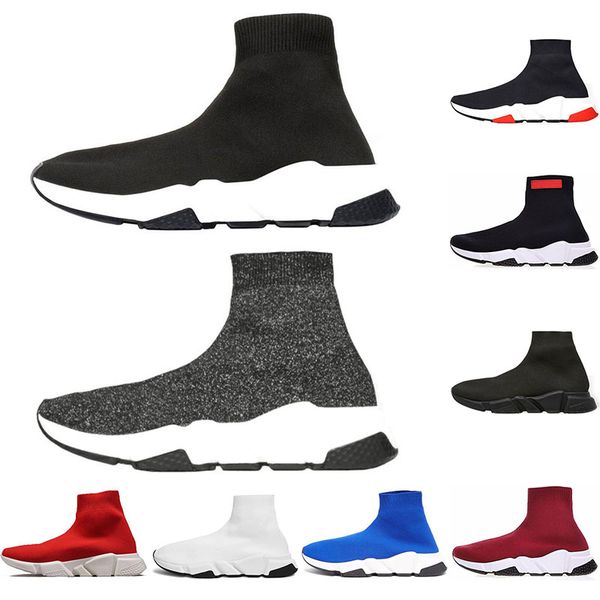 

2019 new paris luxury designer men women sneakers black red gypsophila triple black flat sock boots casual shoes speed trainer runner