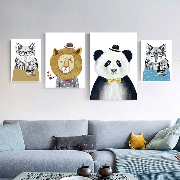 

elegant poetry nordic cute animal bear panda a4 canvas painting art print poster picture modern home decor child bedroom decor