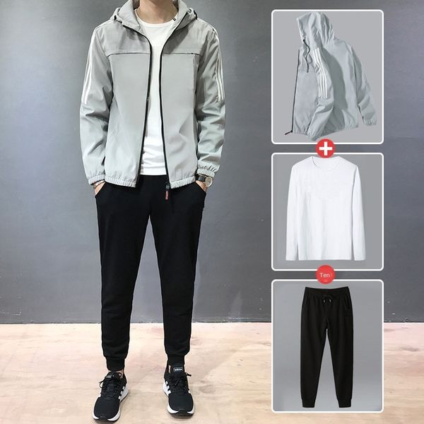 

мужская дизайнерская тройка спортивная одежда осенний свитер костюм мужчины, White;black