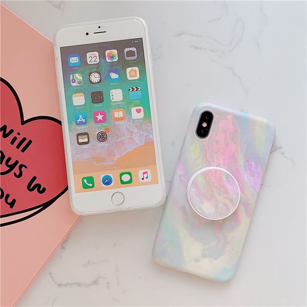 

for iphone x cases simple marble pattern tpu soft shell all-inclusive anti-fall and anti-collision back cover phone case with stand