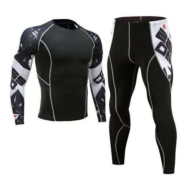 

men's comprehensive training sports fitness outdoor compression cycling clothes running tights, White;black