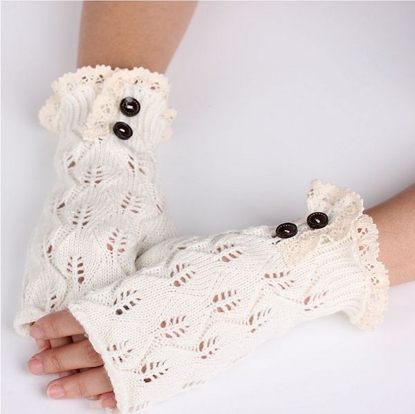 

fashion-women fashion fingerless gloves with buttons lace gloves wram knit outdoor gloves q0456, Blue;gray