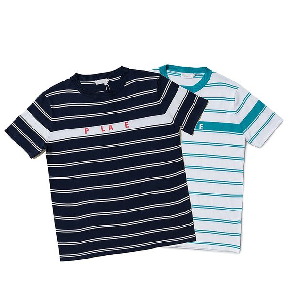 

Street Brand Mens T Shirt Summer Knitted Tees Letter Printed 2 Colors Striped Knit Tops Streetwear