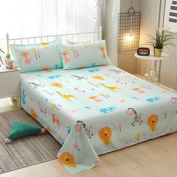 

new cartoon zoo animals printed flat sheet 100% cotton children bed sheet