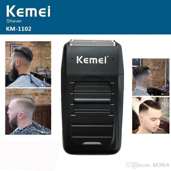 

kemei km-1102 rechargeable cordless shaver for men twin blade reciprocating beard razor face care multifunction strong trimmer