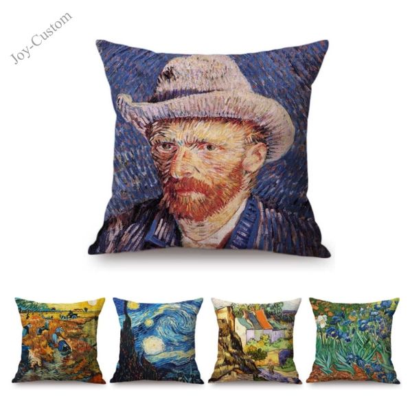 

vincent van gogh self-portrait sunflower starry night oil painting masterpieces home art decoration throw pillow cushion cover