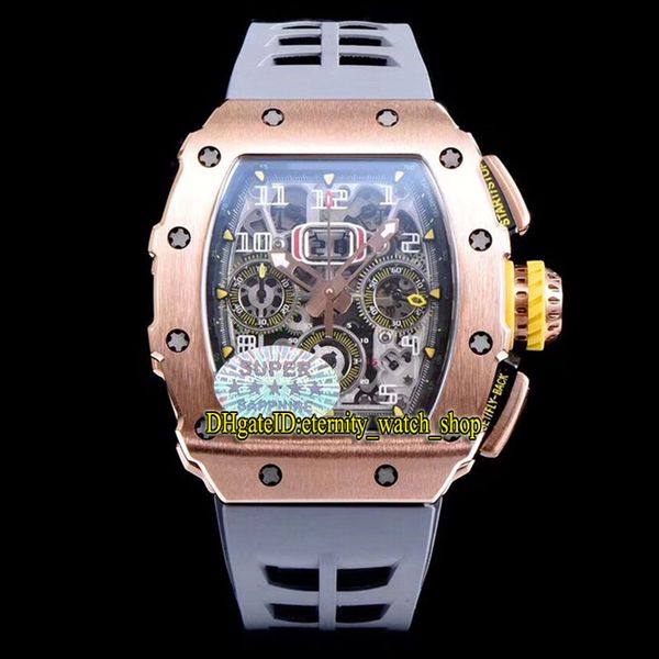 

kv version rm 11-03rg rose gold titanium case date dial flyback chrono eta 7750 automatic mechanical rm11-03 mens watch designer watches, Slivery;brown