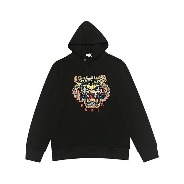

2020 explosion women's men's hoodie new products turtleneck sweatshirt tiger embroidered sweater 05, Black