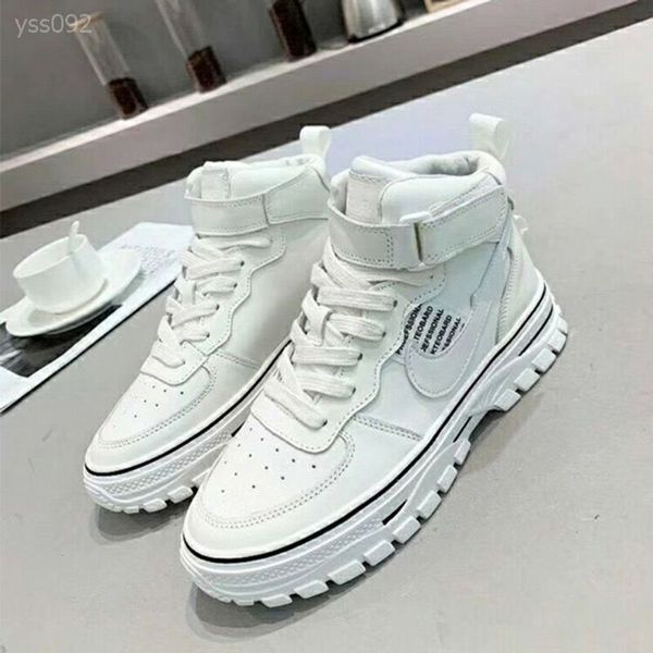 

2019 leisure autumn and winter increased small white shoes women's lace-up high-shoes flat comfortable sports shoes factory direct sale, Black